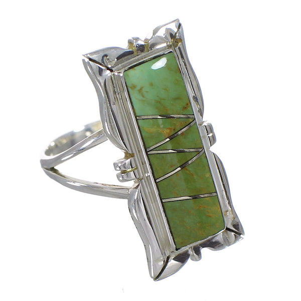 Southwestern Turquoise And Sterling Silver Ring Size 7-1/2 YX79988